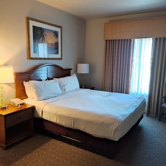 Bedroom at Tahiti Village Resort, Las Vegas, with kingsized bed