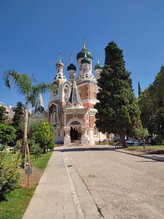 Pretty Greek Orthodox Church with many domes