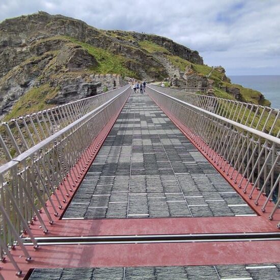 Modern bridge connecting Tintagel Castle with the mainland