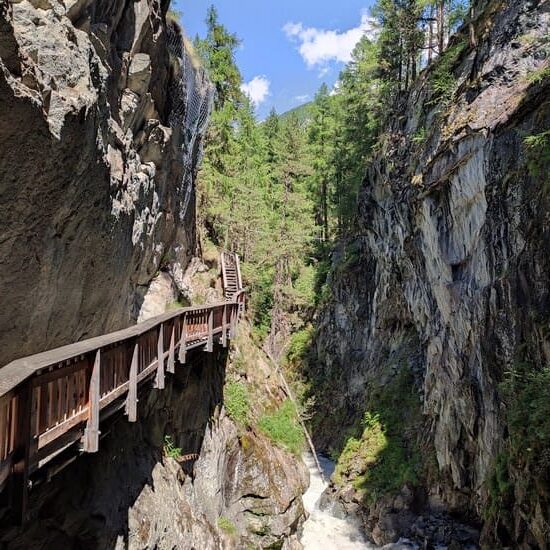 Wooden walkway along Gorner Gorge