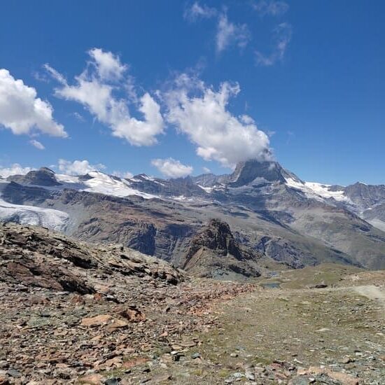 Hiking path through barren mountain top