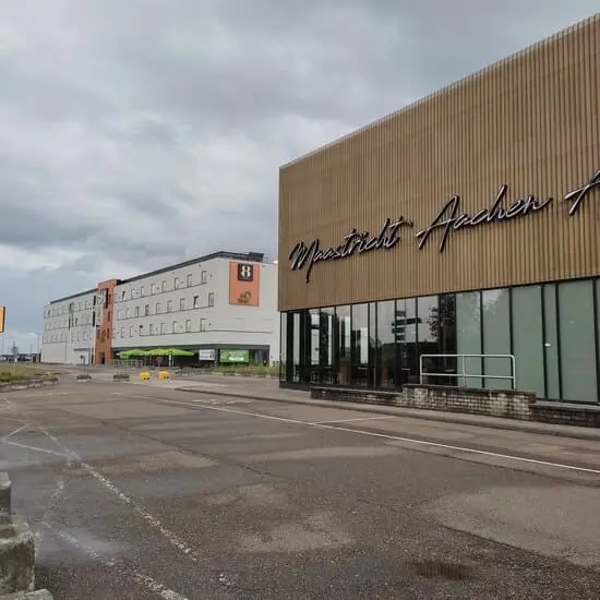 Terminal of Maastricht Aachen Airport with Gr8 Airport Hotel next to it