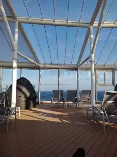 Solarium area on Harmony of the Seas with sun loungers