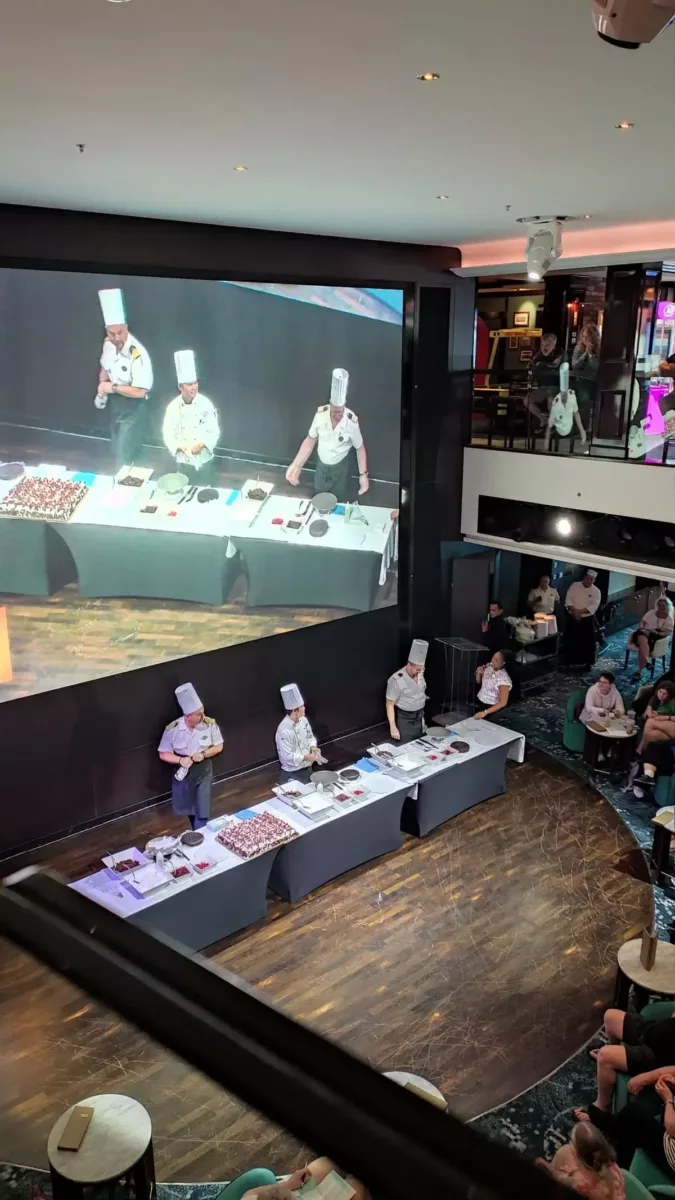 Cooking competition in Atrium seen from Pub above