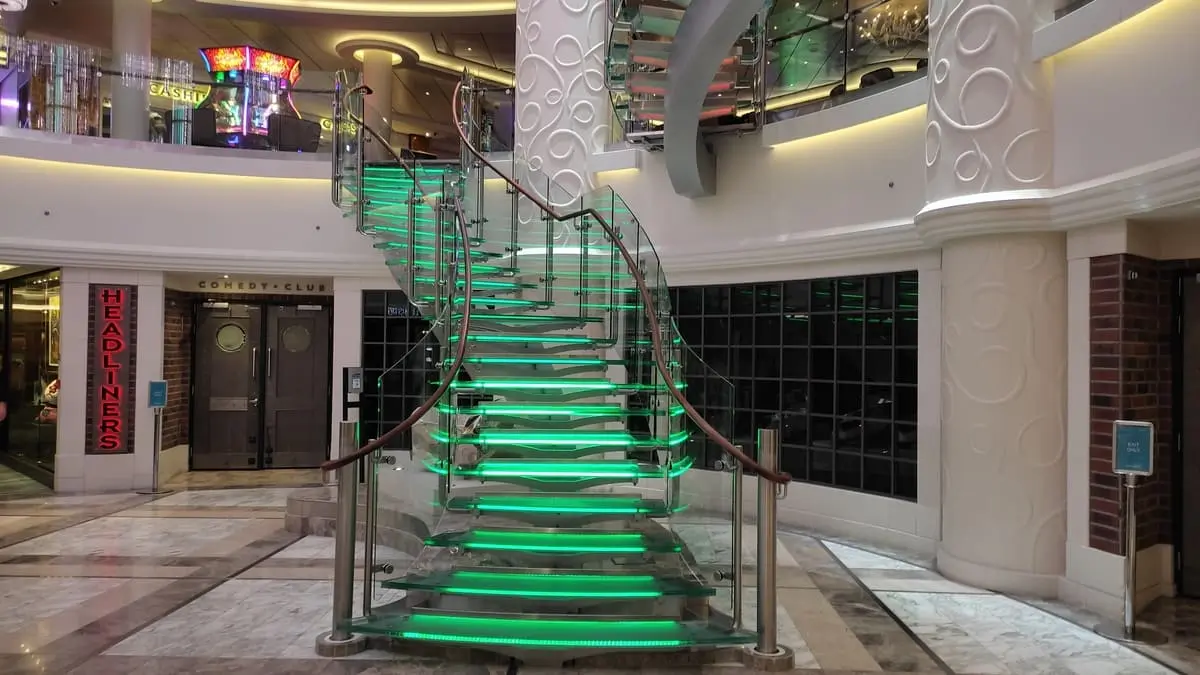 Central staircase from deck 6 to 7 on Norwegian Getaway