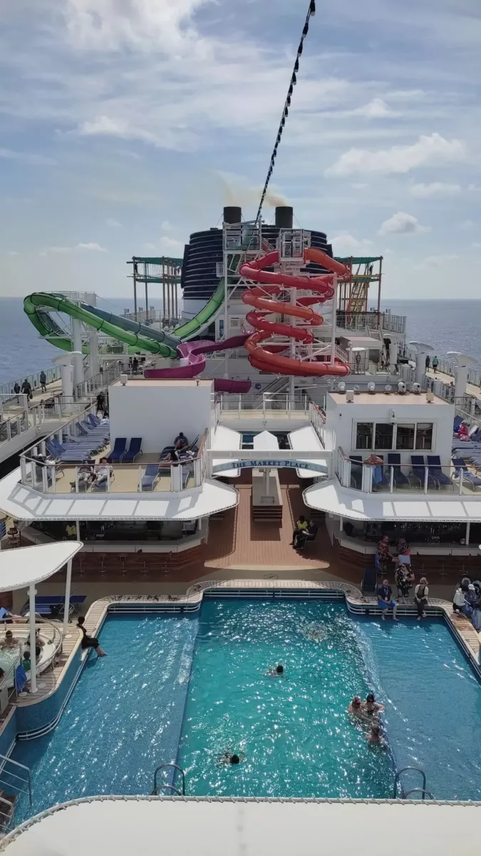 Pool and water slides on Norwegian Getaway