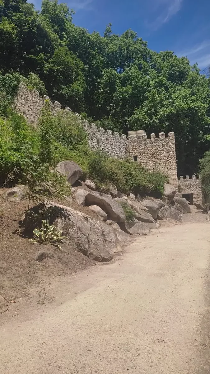 Serene forrest path next to the old walls of the Moorish Castle.