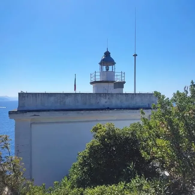 The lighthouse in Portofino is quite small and less impressive than many but marks a good place to enjoy some quiet and a wonderful view out to sea.