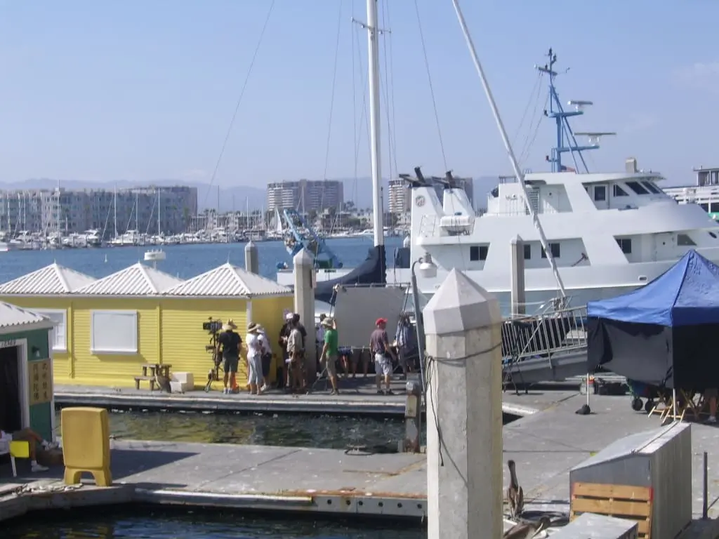 A film shoot in the marina at Marina del Rey