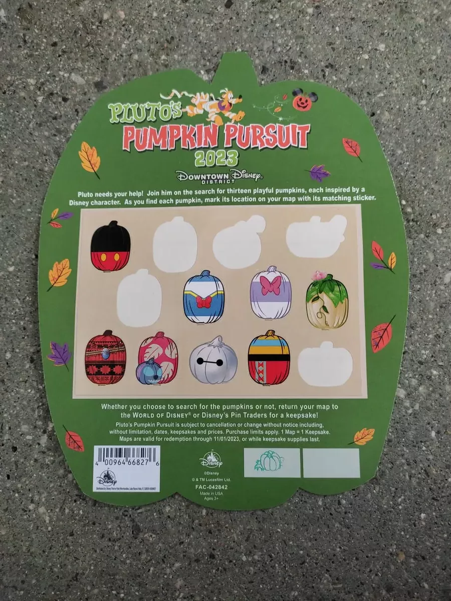 Back of Pumpkin Pursuit card with 5 missing stickers. These have aready been used in the scavenger hunt.