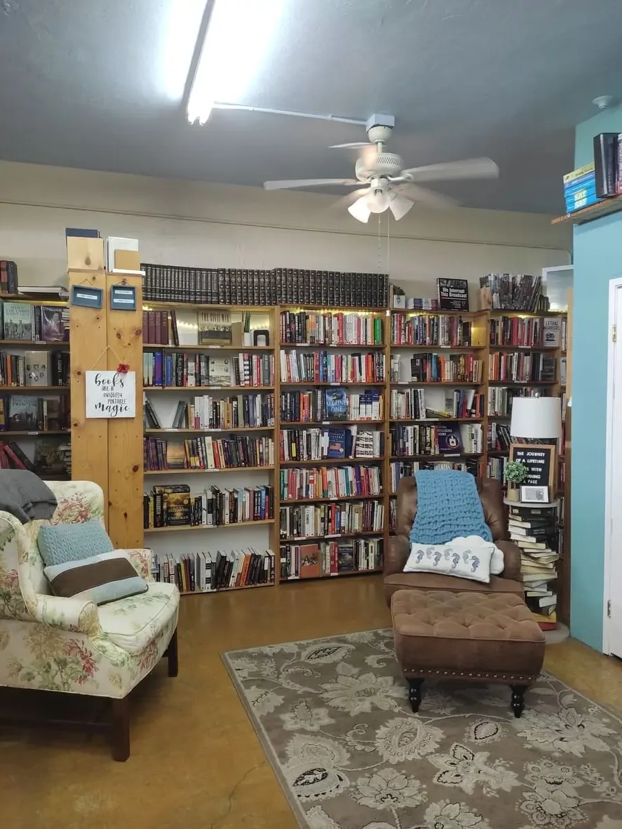 Beach Town Books in San Clemente is a used bookstore with inviting nooks, rugs, and comfortable arm chairs