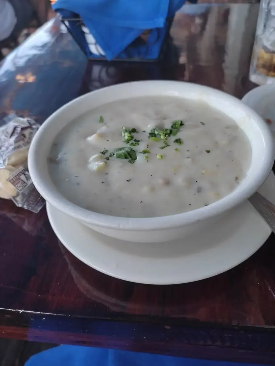 Bowl with clam chowder