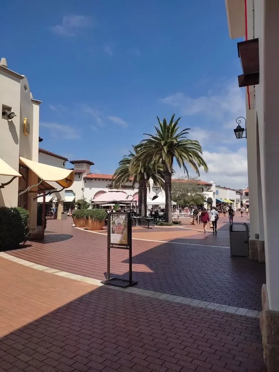 The San Clemente Outlet Center is an upscale outdoor shopping center in the style of a Mexican village