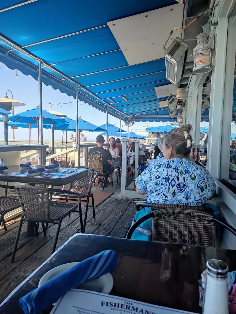 The Fisherman's Restaurant in San Clemente is located right on the pier. The rustic wooden floor and cheery blue awning give it an inviting air