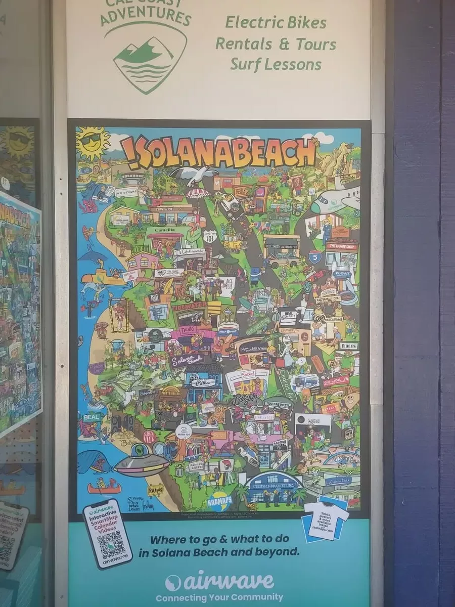 Artistic map of everything to see and do in Solana Beach