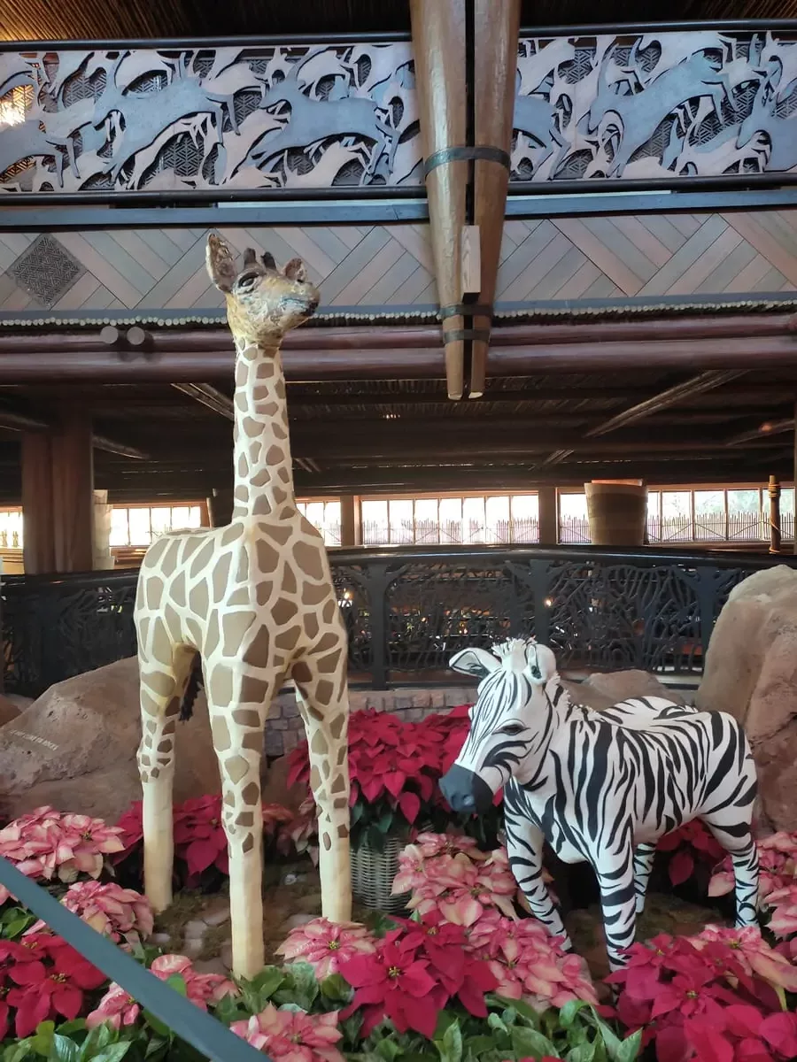 Gingerbread Display at Disney's Animal Kingdom Lodge: model of a giraffe and a zebra