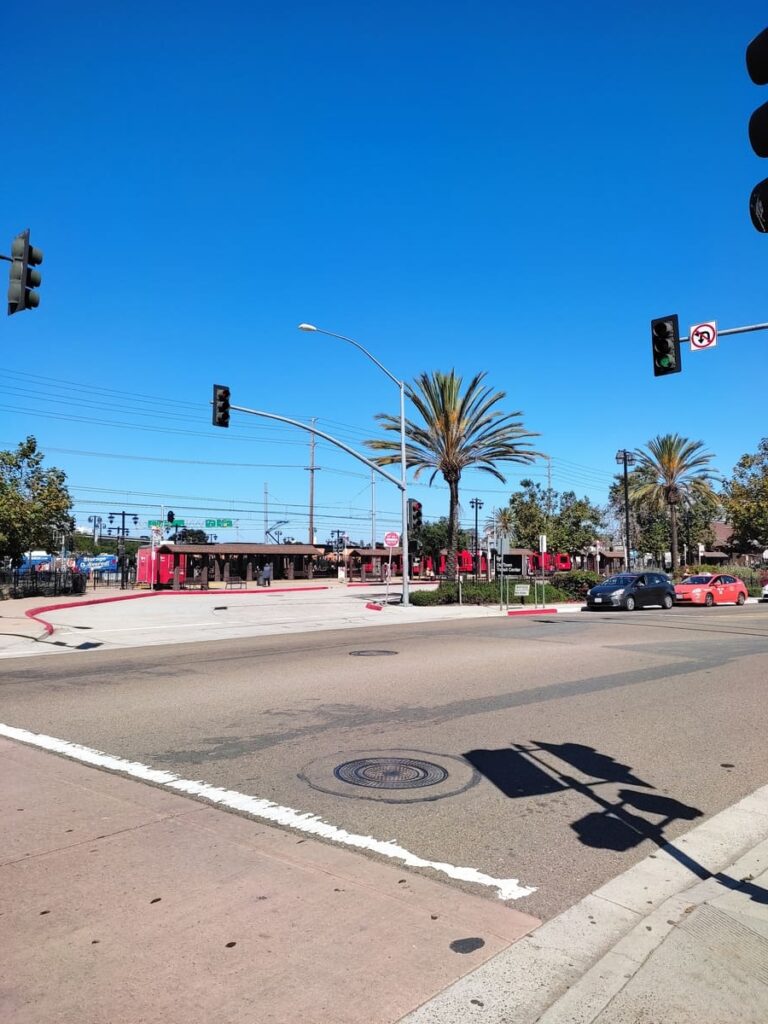 Old Town Transit Center with bus bays and tracks