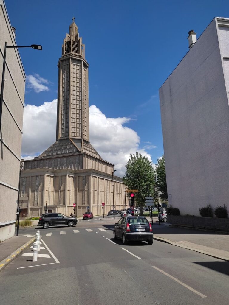 Tall spire of Saint Joseph resembling a beacon