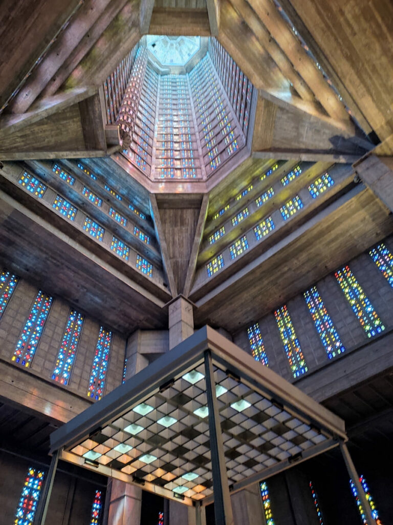 Tall spire of Saint Joseph from inside