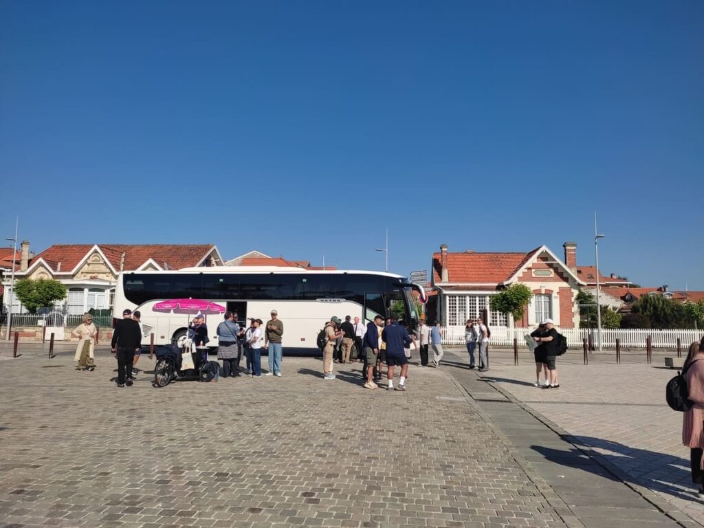 Free shuttle from port stopped right in front of the church