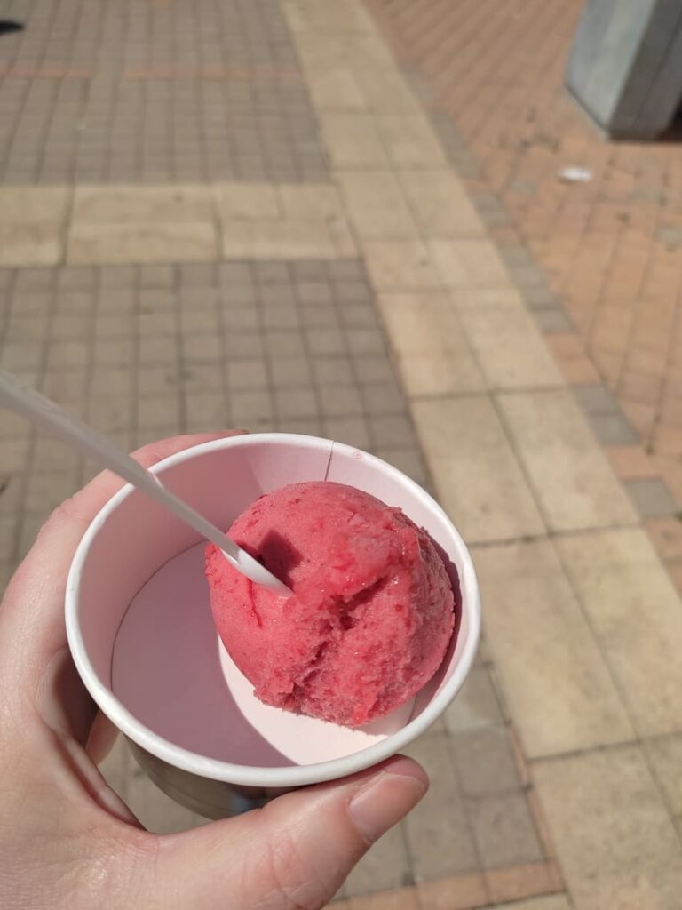 Strawberry Ice Cream in small cup