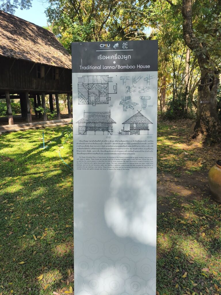 Sign with info about bamboo house