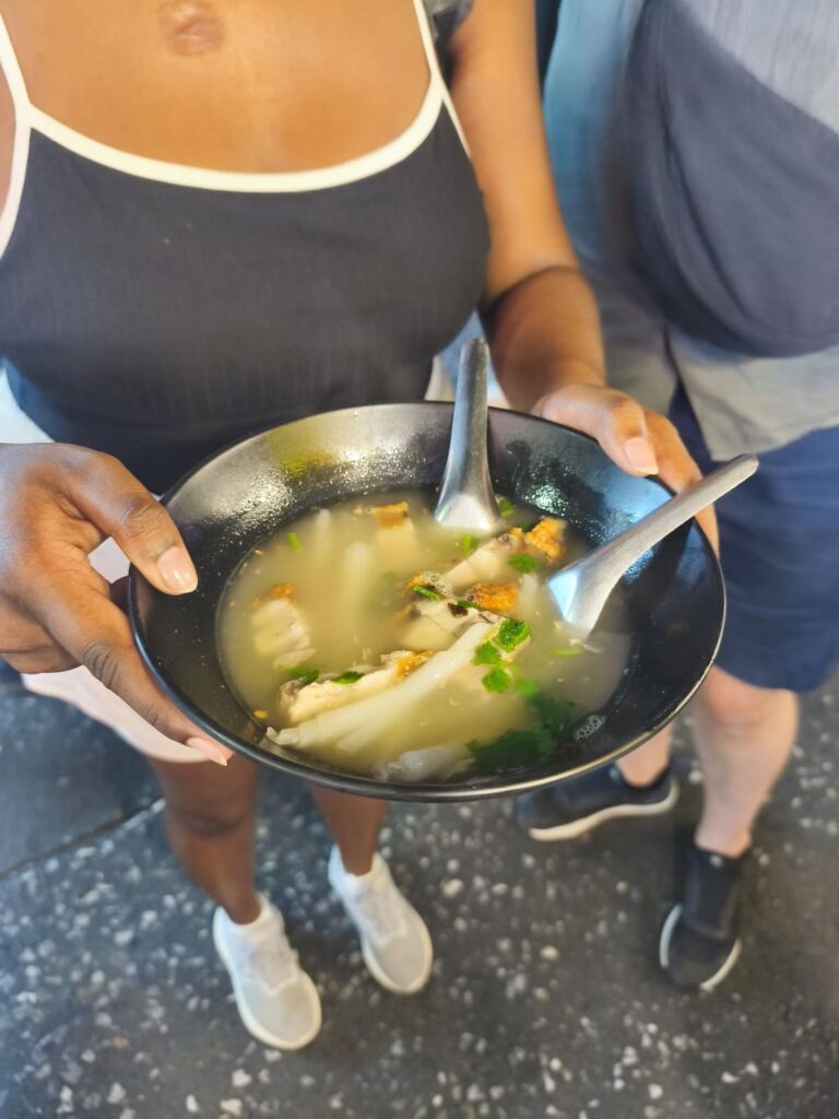 Soup with crispy pork