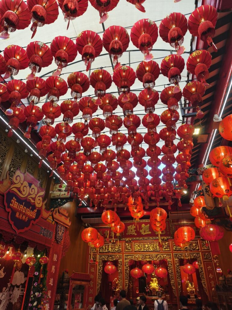 Temple Inside decorated with red lanterns