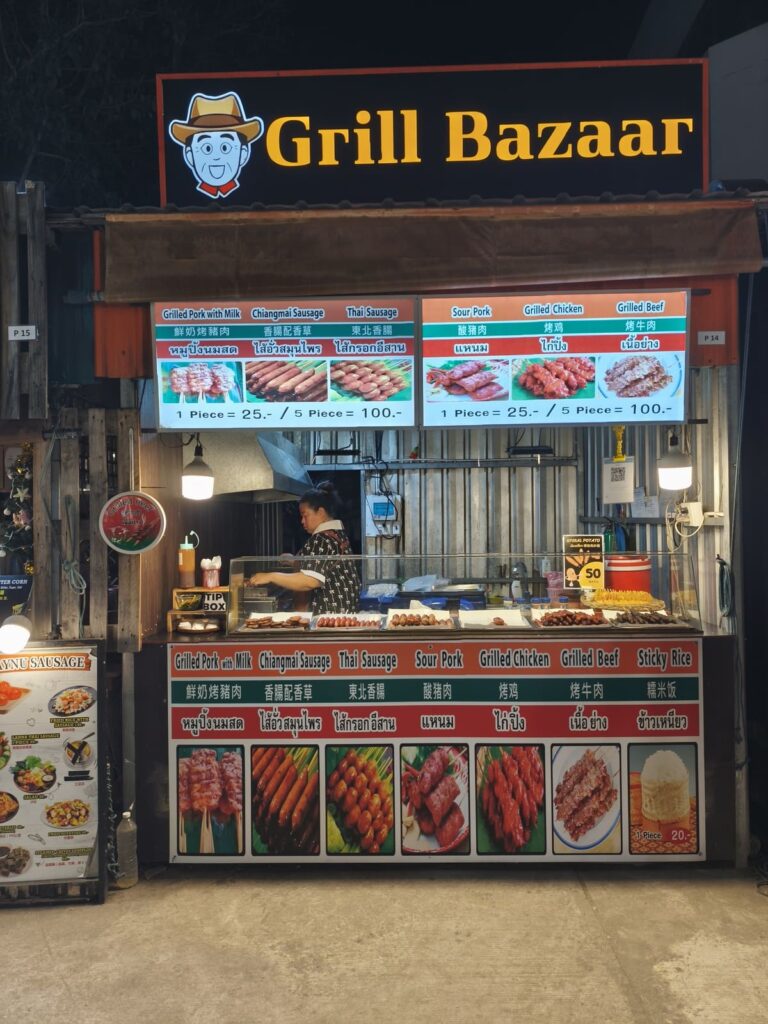 Stall with writing "Grill Bazaar"