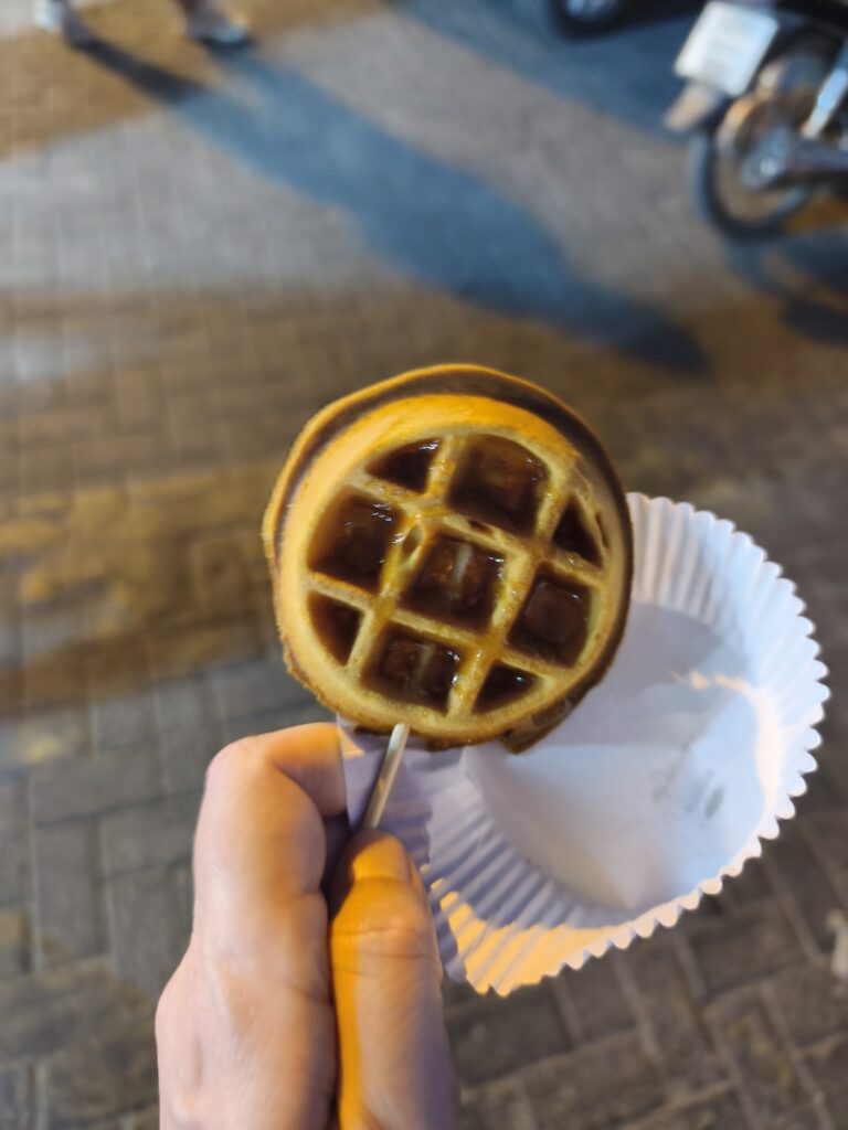 Round waffle on a stick