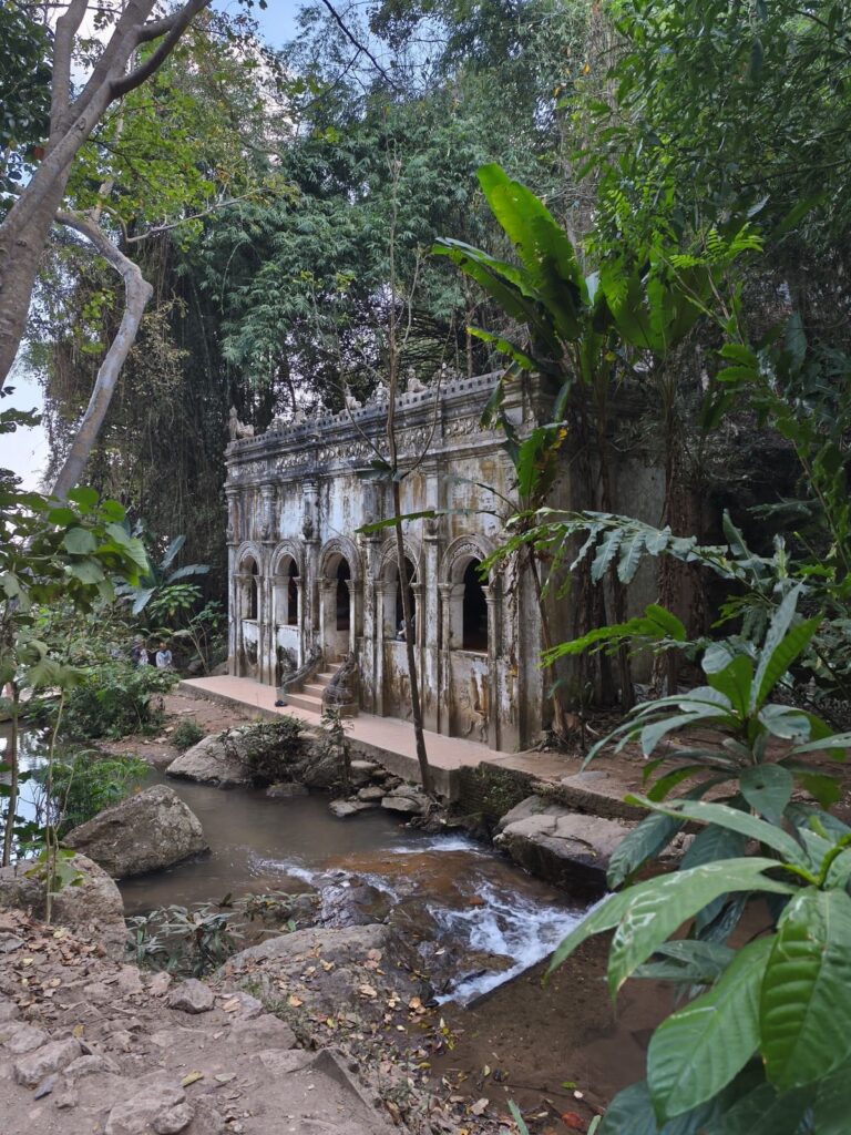 Stone temple in forest