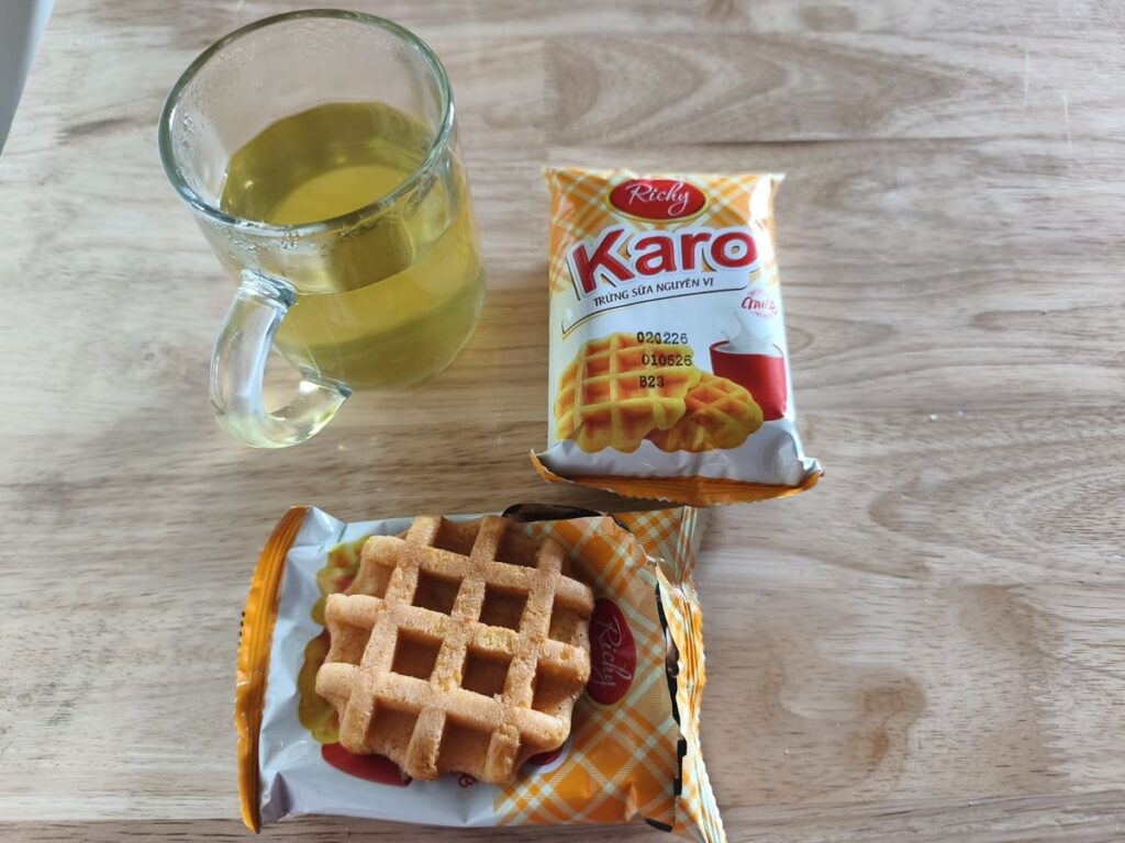 Waffle and glass of tea