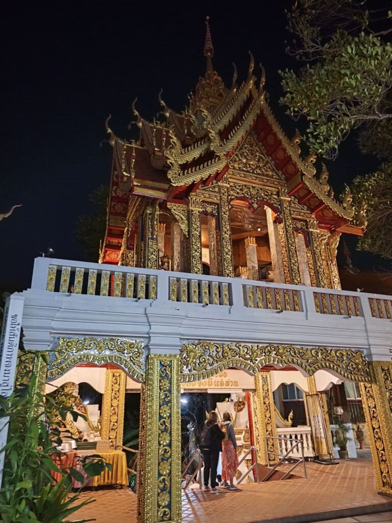 Temple building at night
