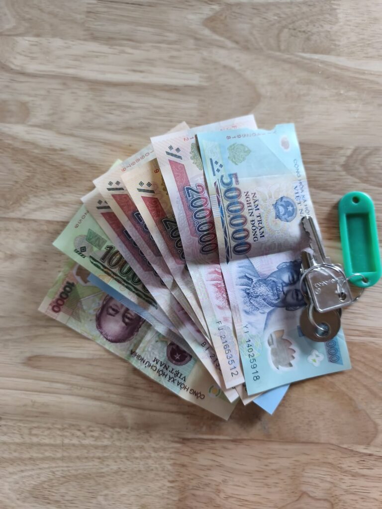 Pile of Vientamese cash