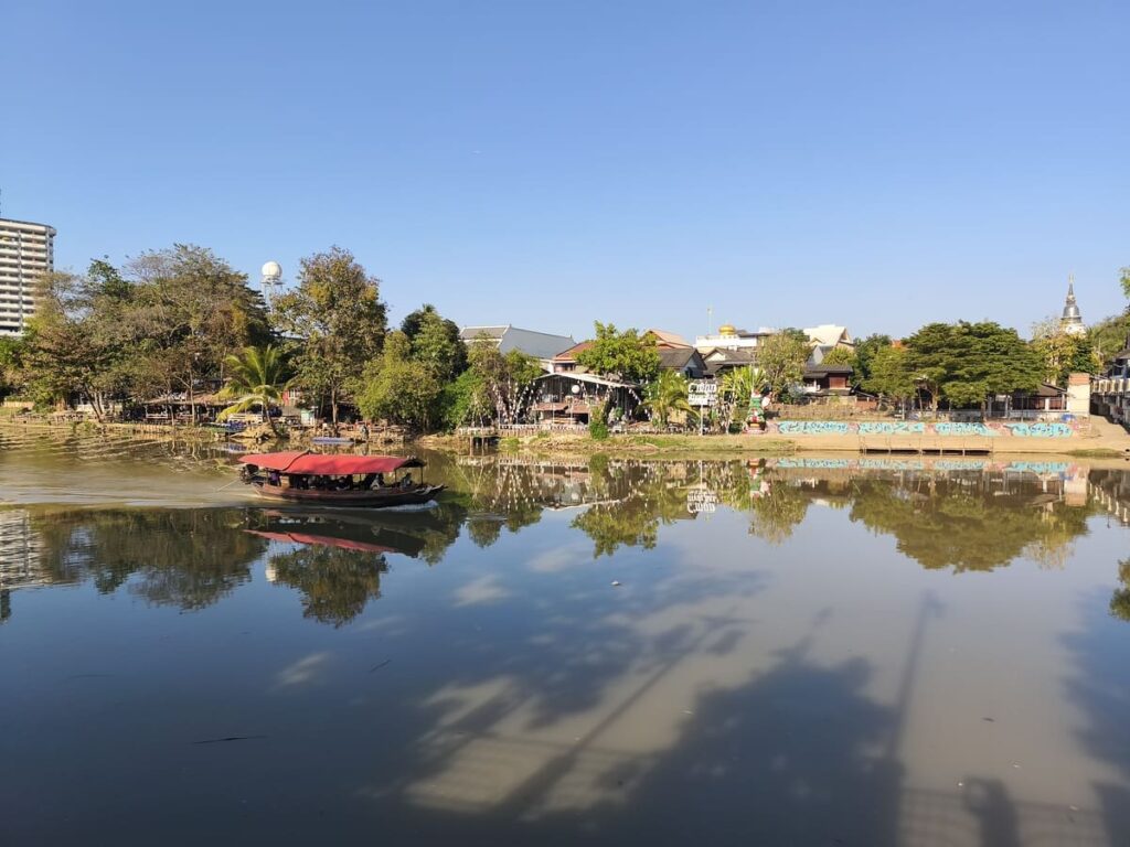 River Ping in Chiang Mai with boat on it