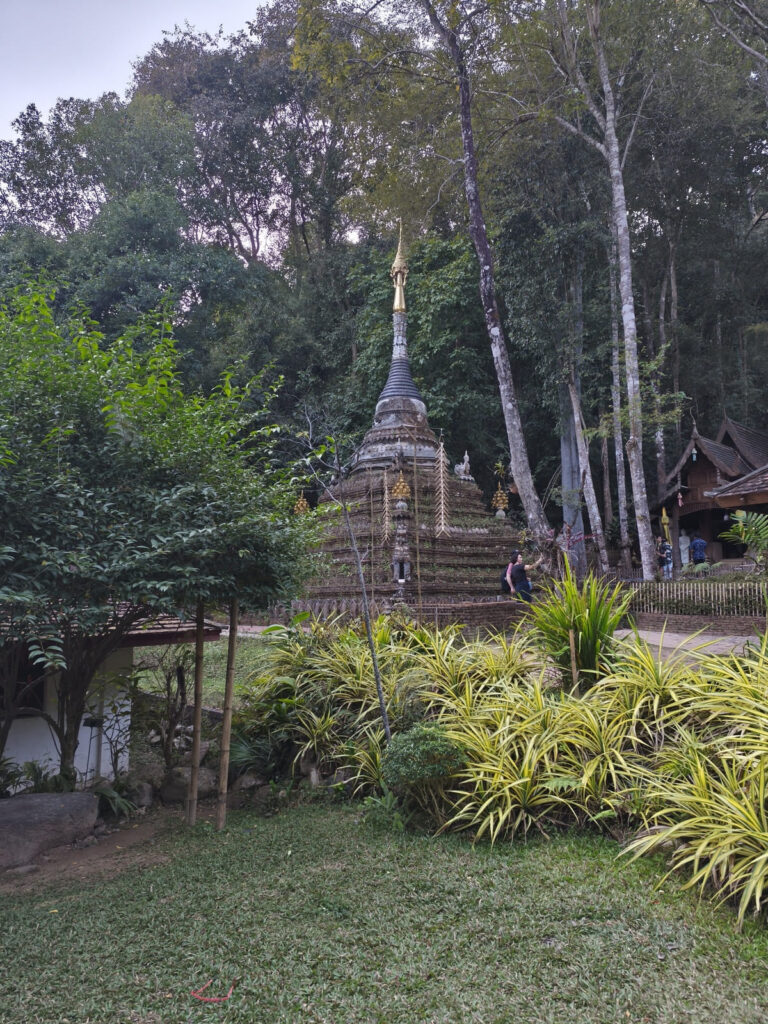 Brick pagoda surrounded by trees