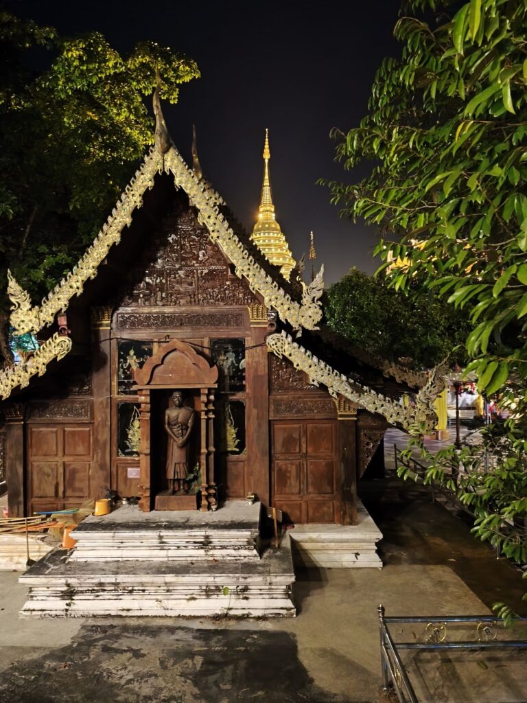 Temple building at night
