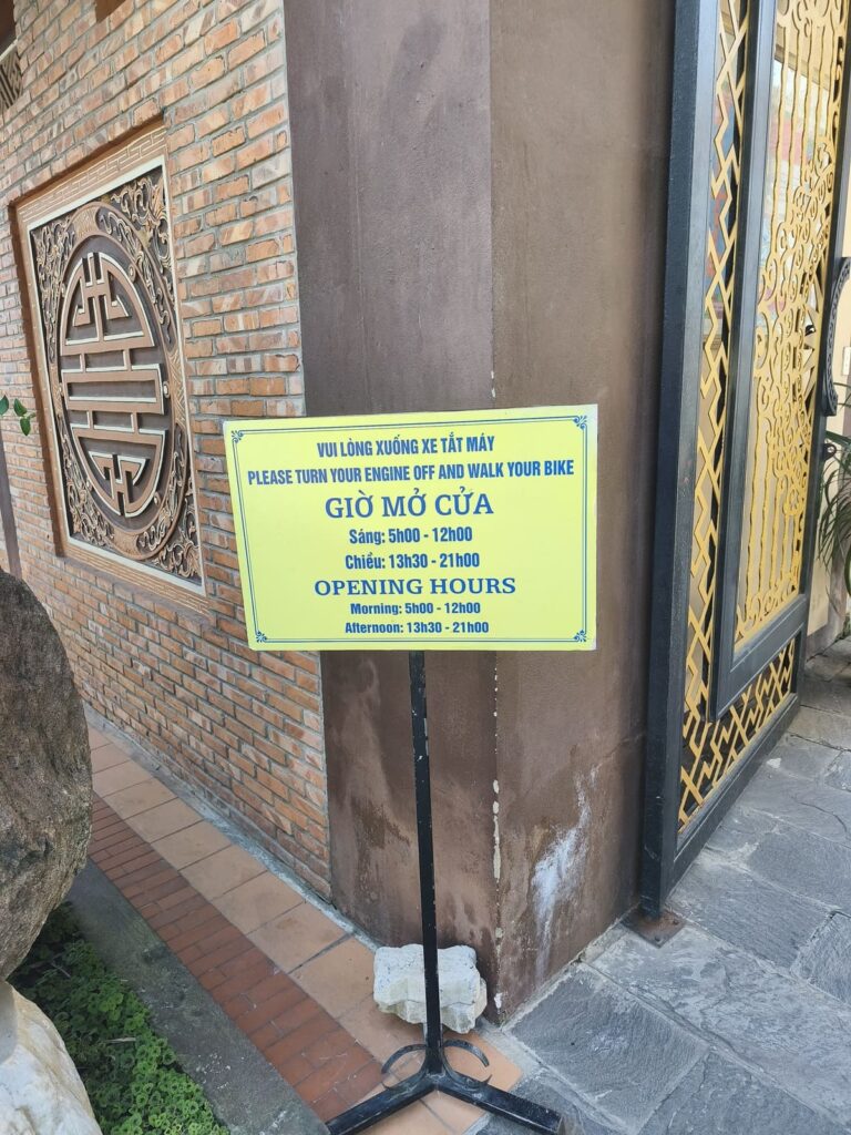 Sign with Nam Son opening times