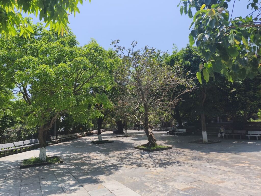 Grounds with trees and benches