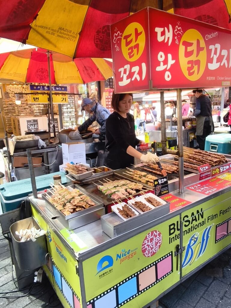 Stall selling grilled meat at BIFF Square