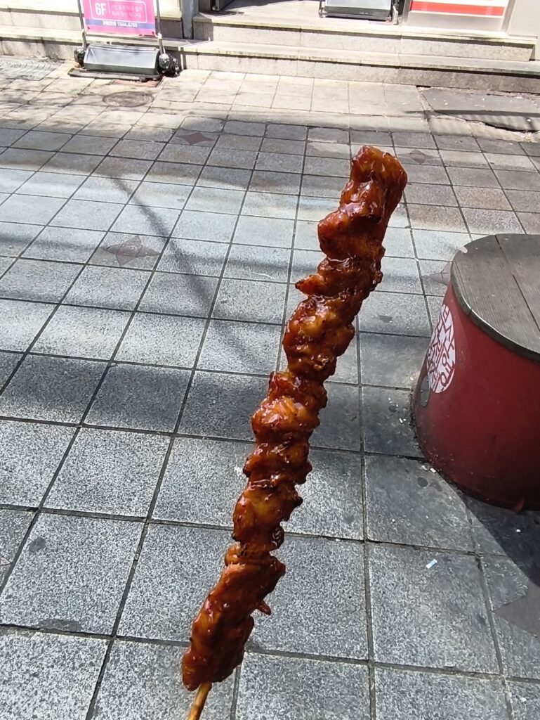 Chicken pieces on a stick
