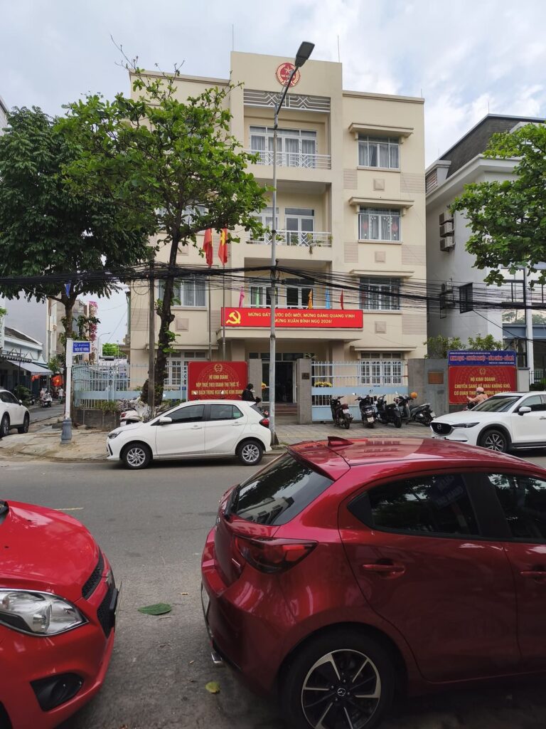 Building with communist signs