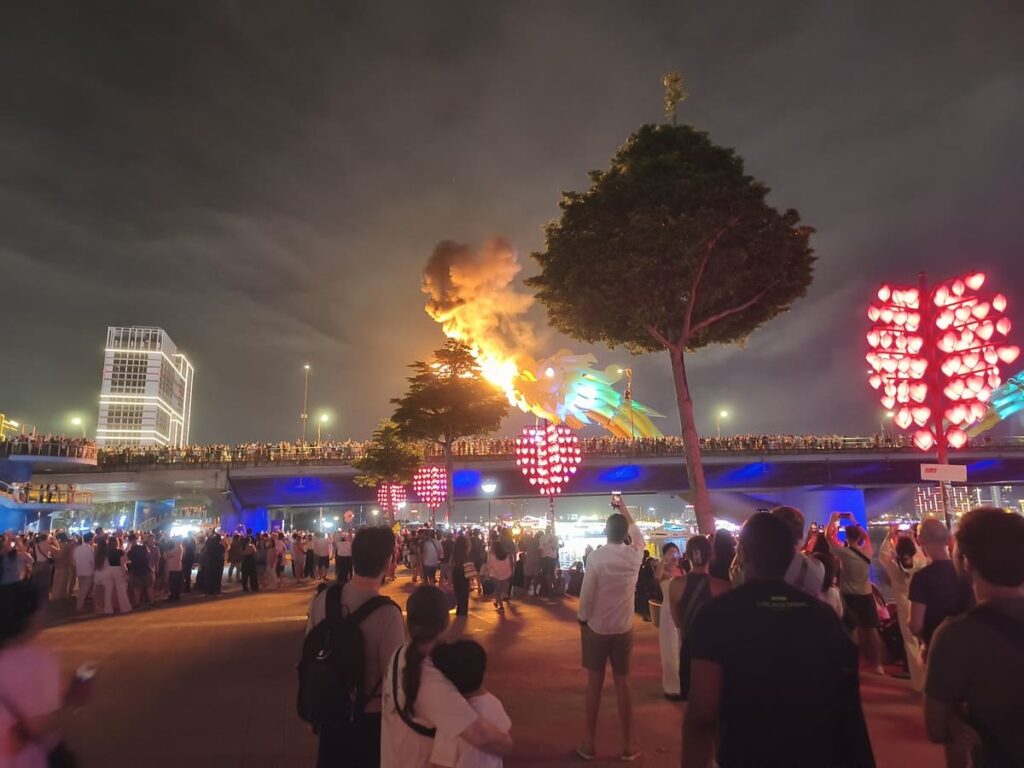 Fire coming out of dragon bridge head