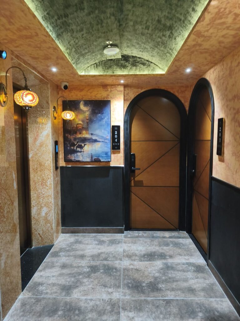 Second floor hallway in desert colors