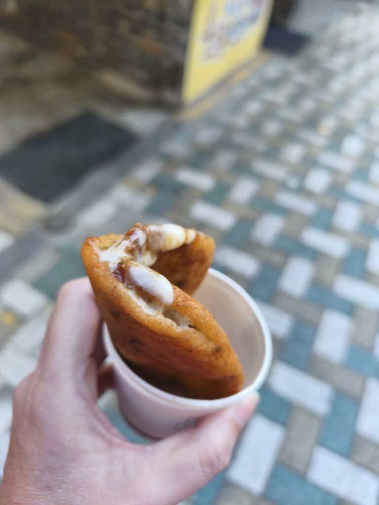 Hotteok pancake with cheese and honey filling