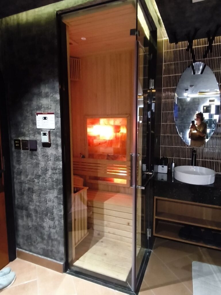 Small private sauna in hotel room