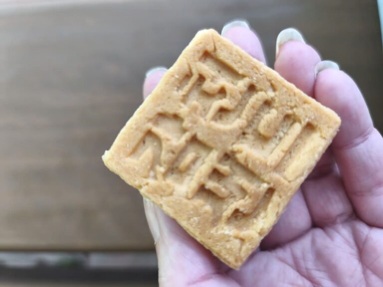 Small square cookie with design on it