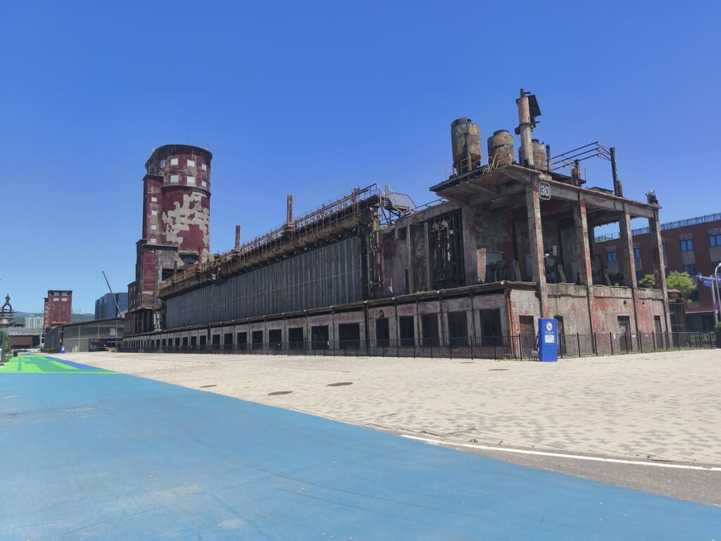Outdoor Park with abandoned factory