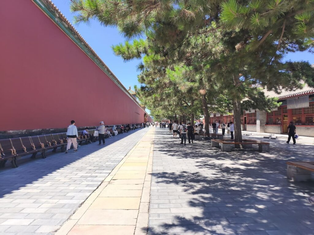 Wide path with seats and some shade