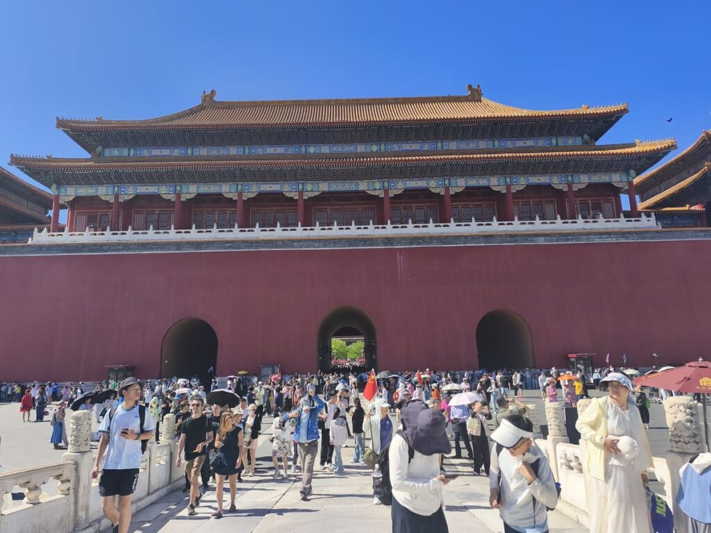 Crowded plaza at Forbidden City in Beijing